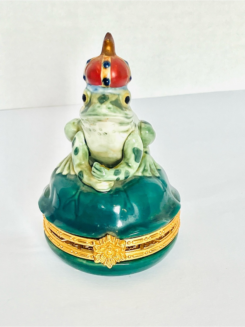 San Francisco Music Box Co Frog Prince Ceramic Trinket Box Works Musical